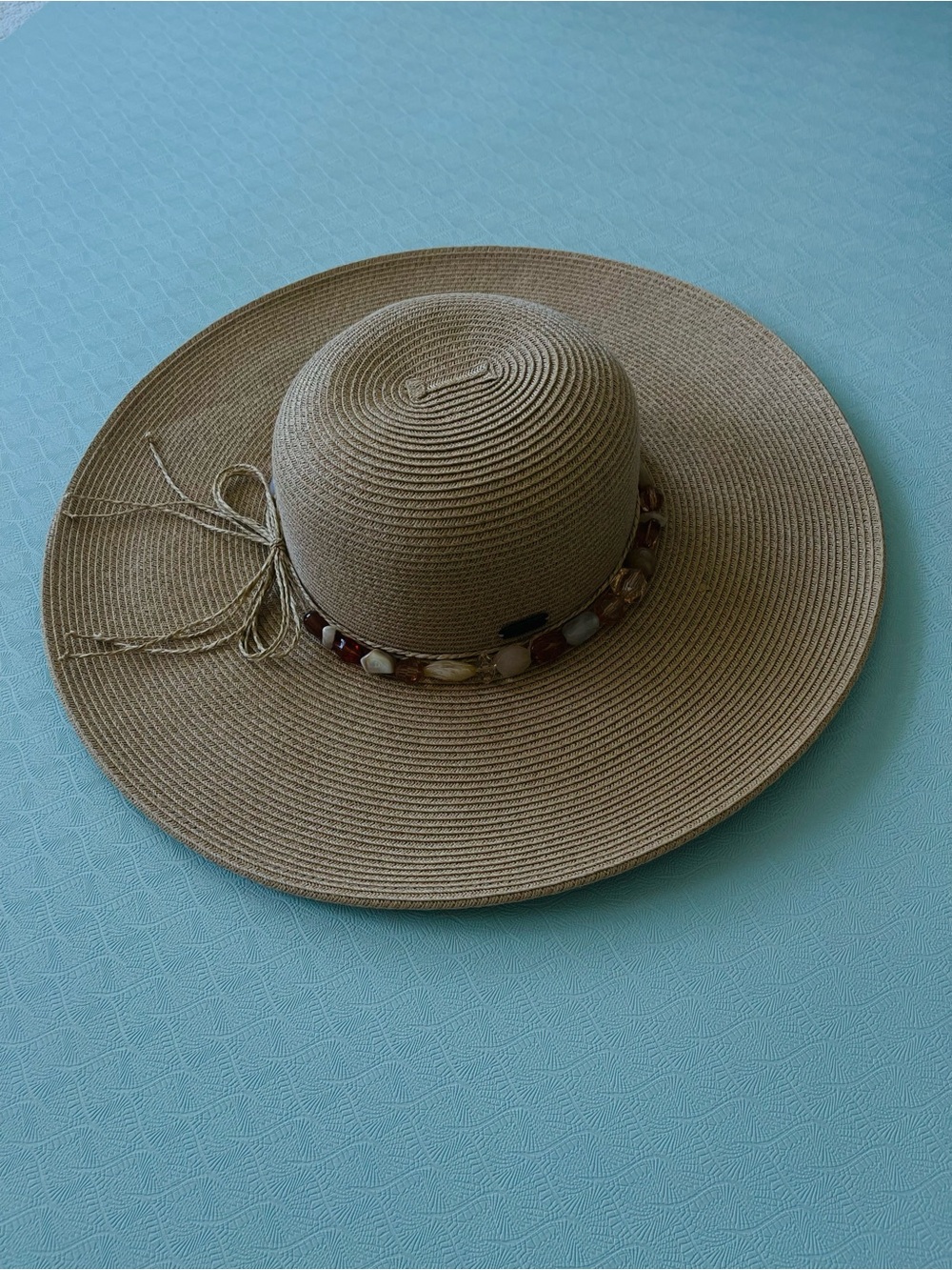Sun 'N' Sand Beaded Trim Wide-Brim Sun Hat